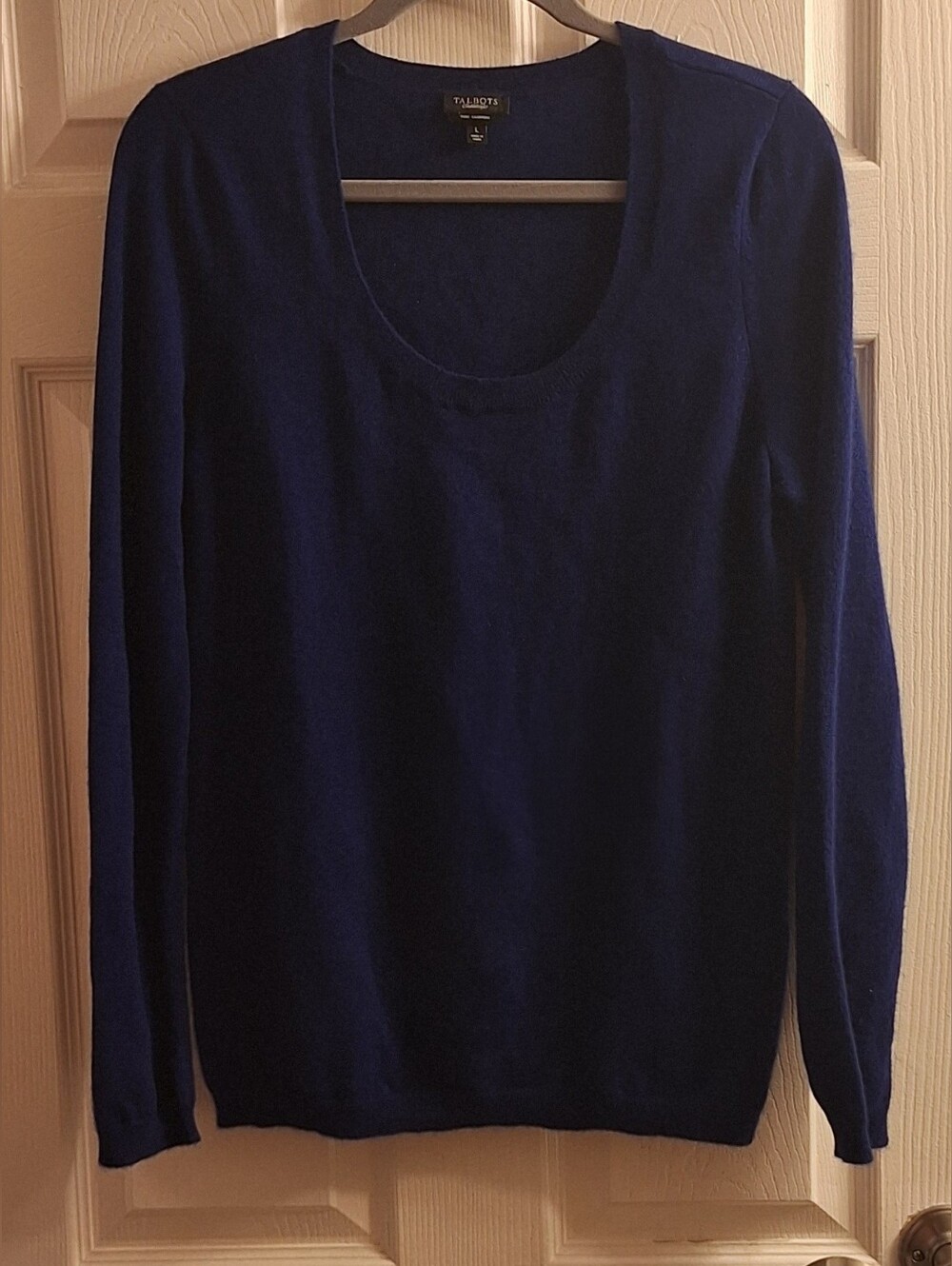 FREE SHIPPING! Talbots Size L Large Navy 100% Cashmere Pullover Sweater GUC